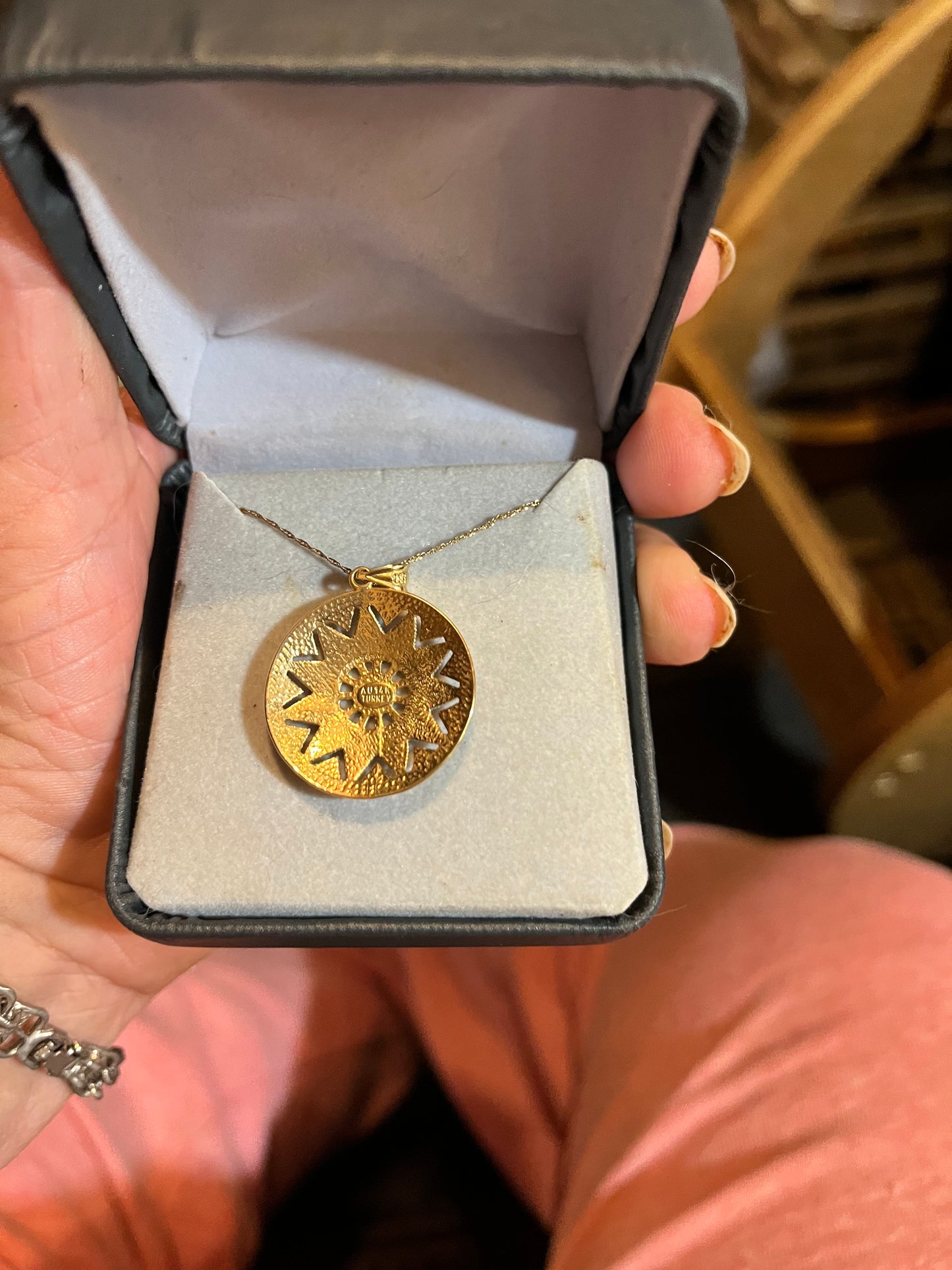 14 K Axtec Calender Necklace