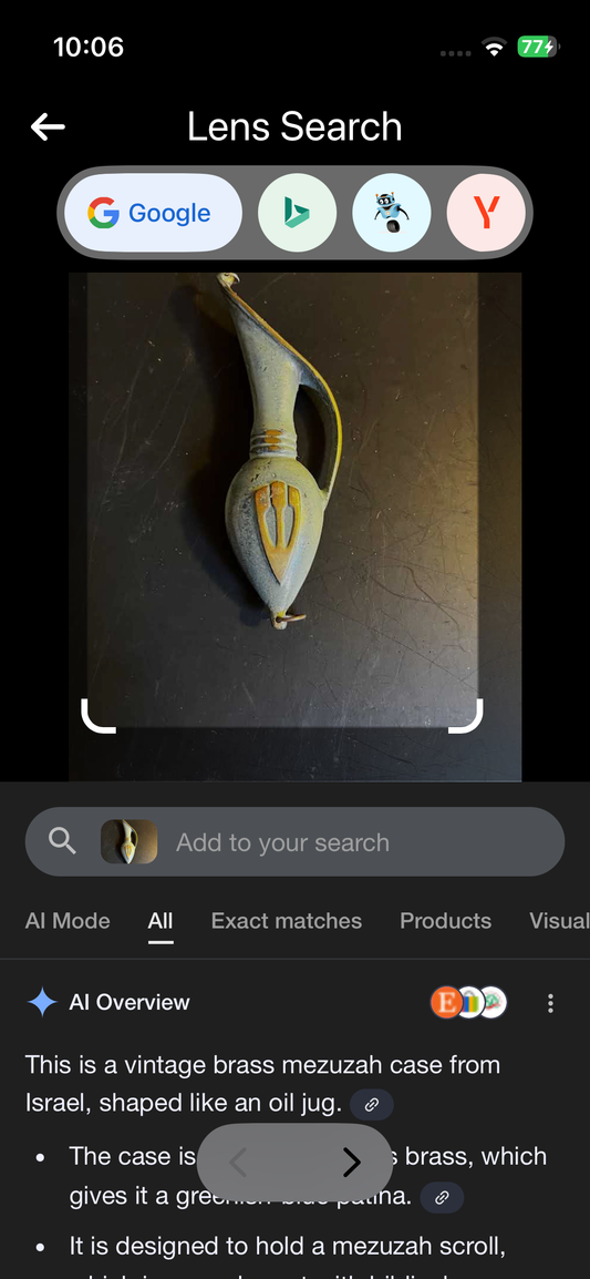 Vintage Brass Mezuzah Pin