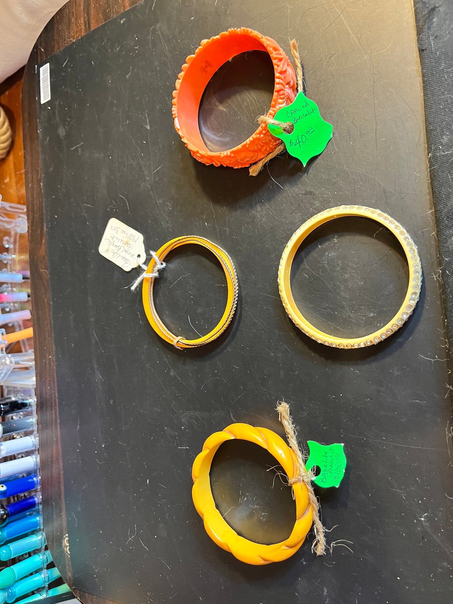 Bakelite and Carved Bracelets