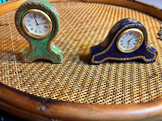 2 Vintage Mini Mantle Clocks