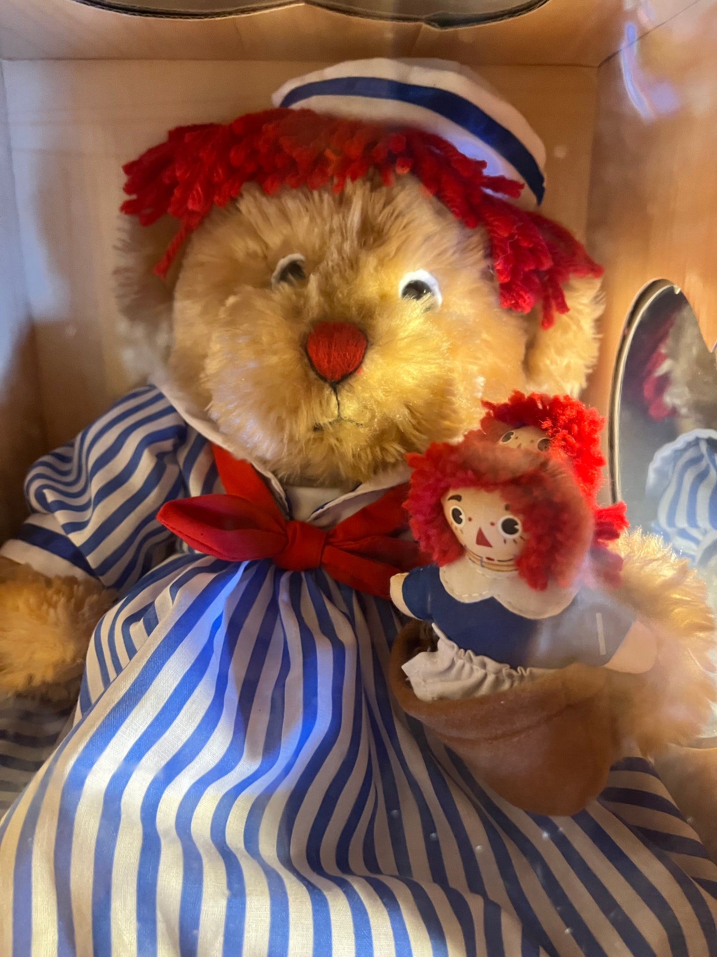 Raggedy Ann Bear In Original Box with tiny Ragged Ann & Andy!