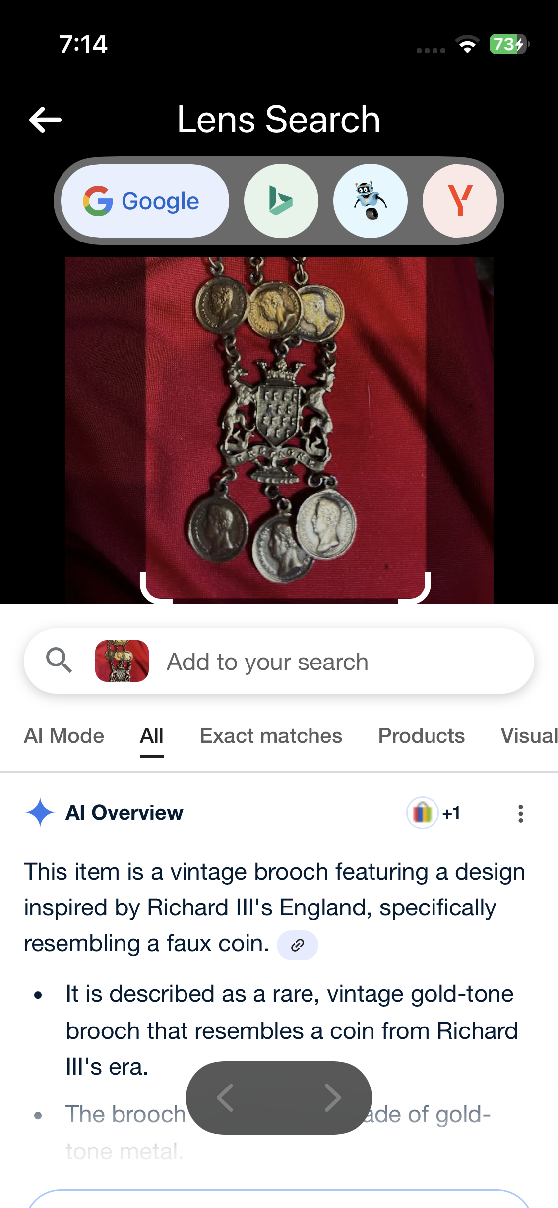 Rare Vintage Goldtone Brooch