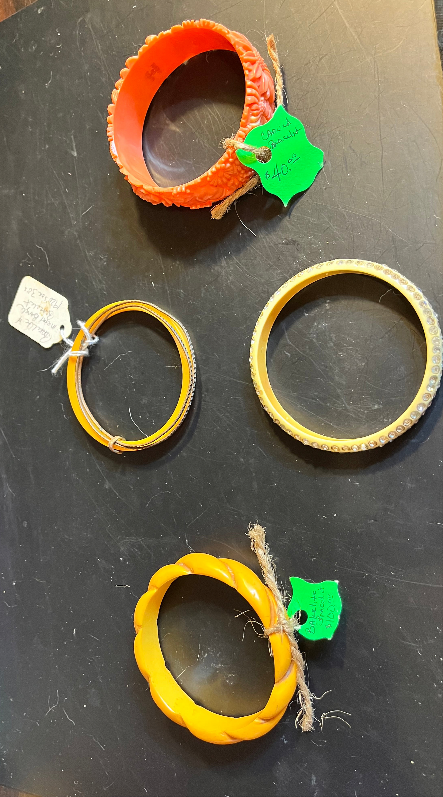 Bakelite and Carved Bracelets