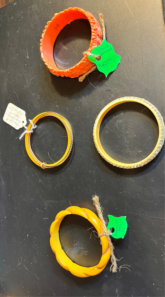 Bakelite and Carved Bracelets