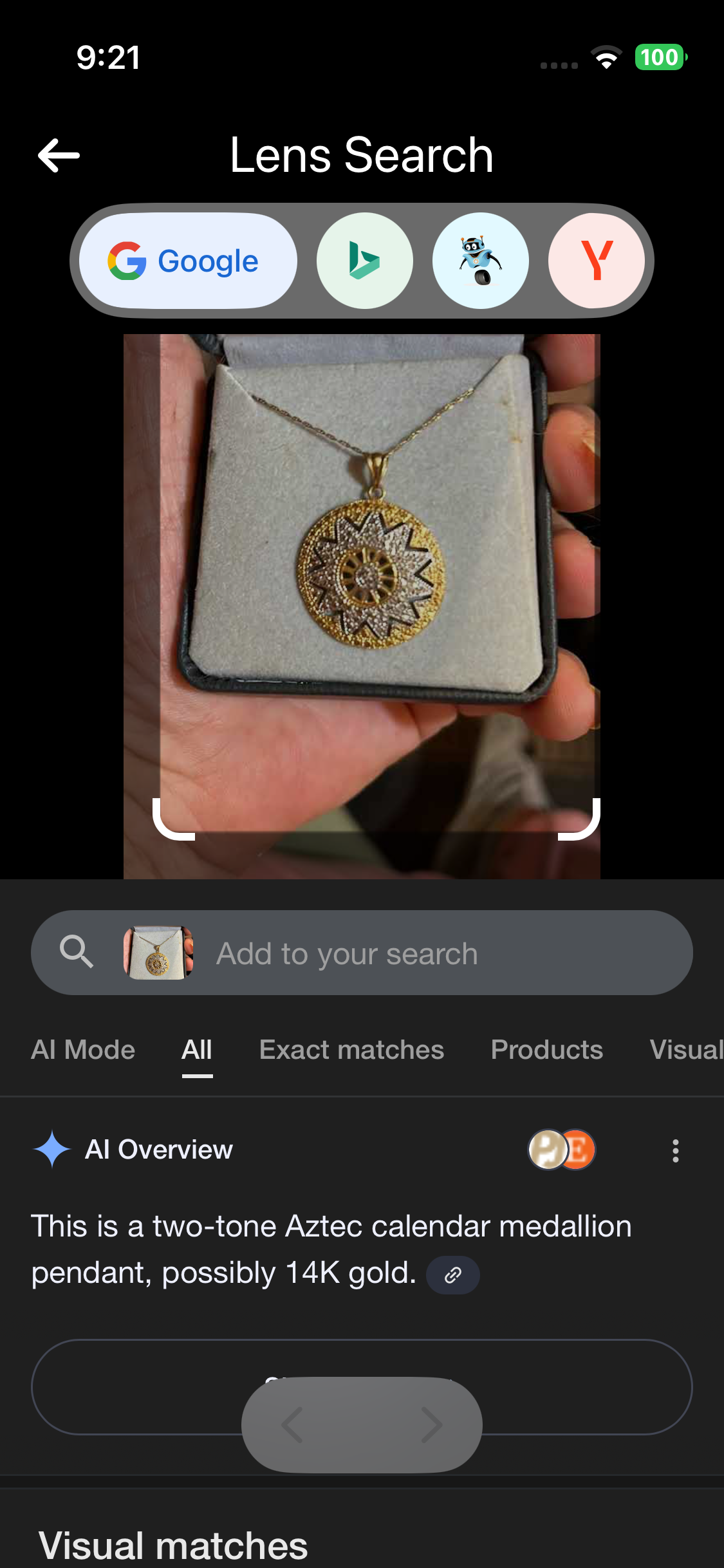 14 K Axtec Calender Necklace