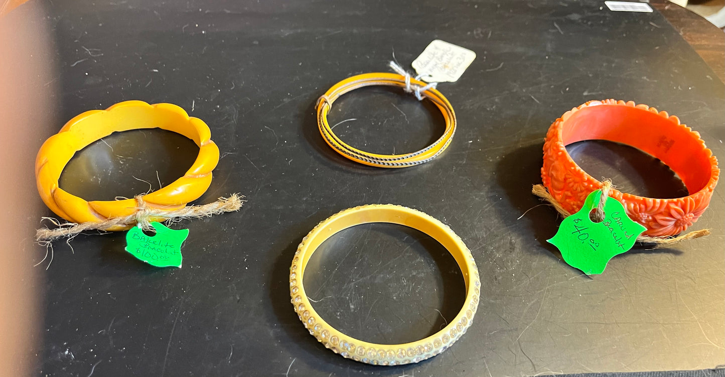Bakelite and Carved Bracelets